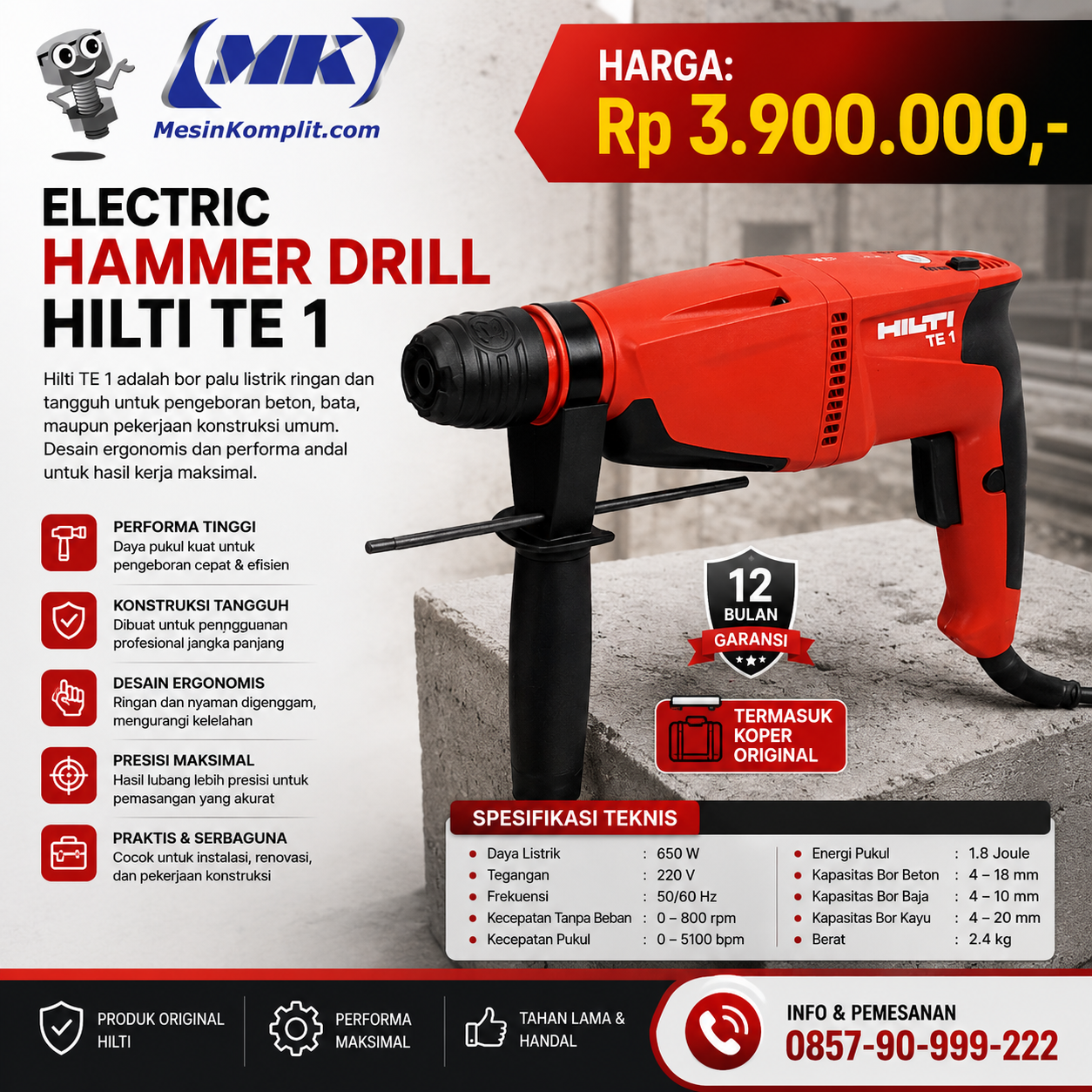 Mesin Bor Beton Hilt...